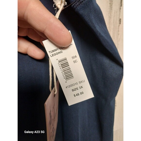 Cafe Marrakesh Women's 3X Tummy Control Leggings Blue - Picture 3 of 5